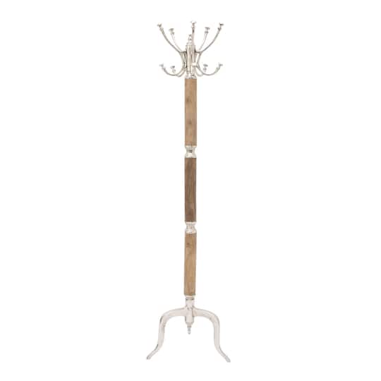 Silver Mango Wood Traditional Coat Rack, 72" x 19" x 19"